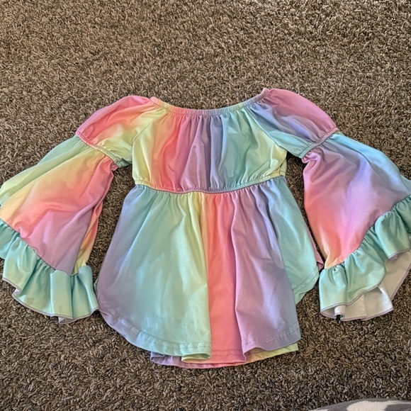 Other - Rainbow Kids Off-Shoulder Top